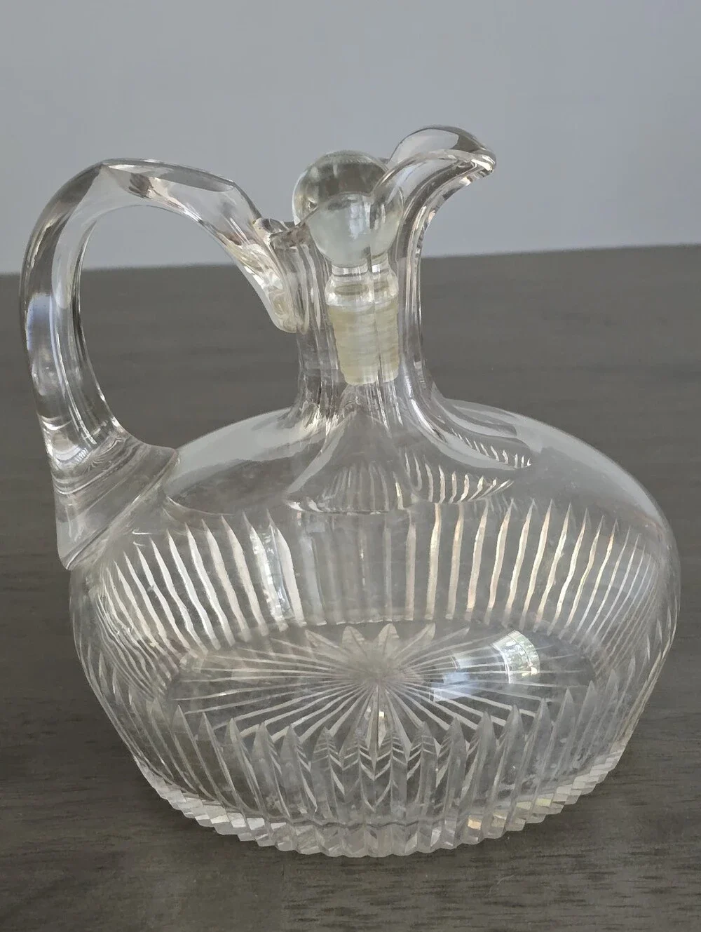 Vintage Ship's Decanter American Brilliant Cut Heavy Glass